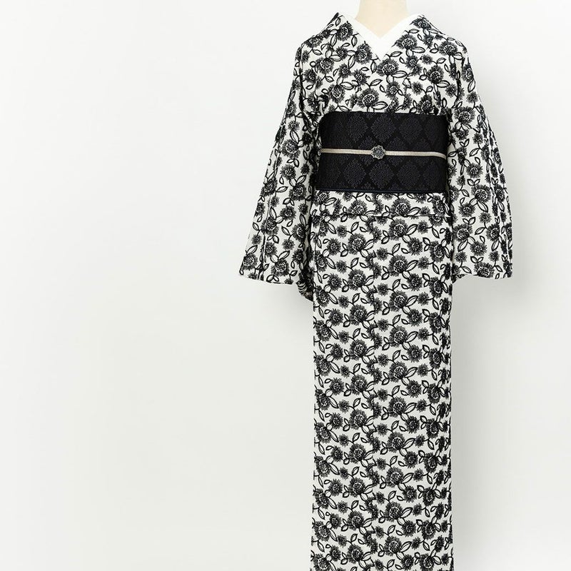 ＜レース着物　刺繍＞あざみ-水墨-mono