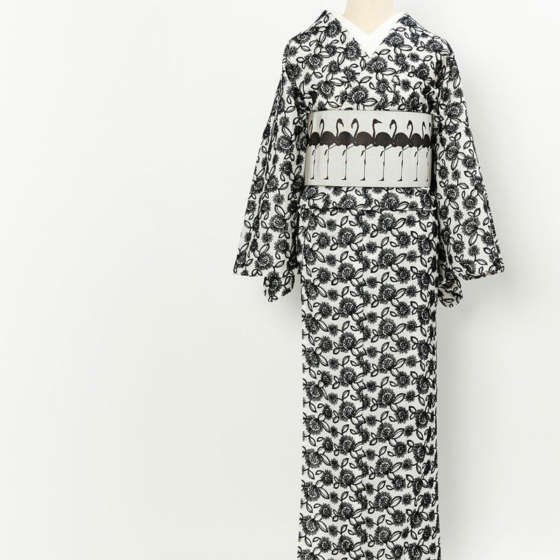 ＜レース着物　刺繍＞あざみ-水墨-mono