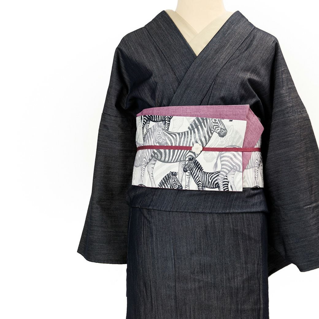 リバーシブル半幅帯ーゼブラ（綿100%・390cm) | 着物や浴衣なら和