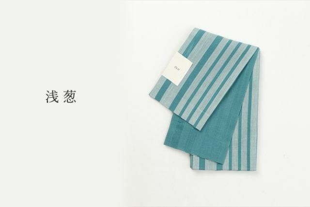 新色登場＞麻のリバーシブル半幅帯-ストライプ （麻100%・OLN） | 着物