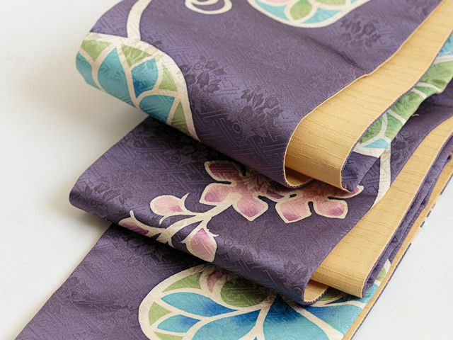 限定品・ち江す＞ろうけつ染め半幅帯ー葵aoi（2色・表正絹100%・裏綿