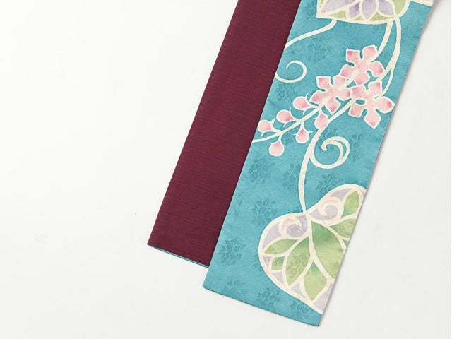 限定品・ち江す＞ろうけつ染め半幅帯ー葵aoi（2色・表正絹100%・裏綿