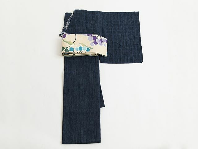 ち江す＞ろうけつ染め半幅帯ー鶯uguisu（表正絹100%・裏綿100