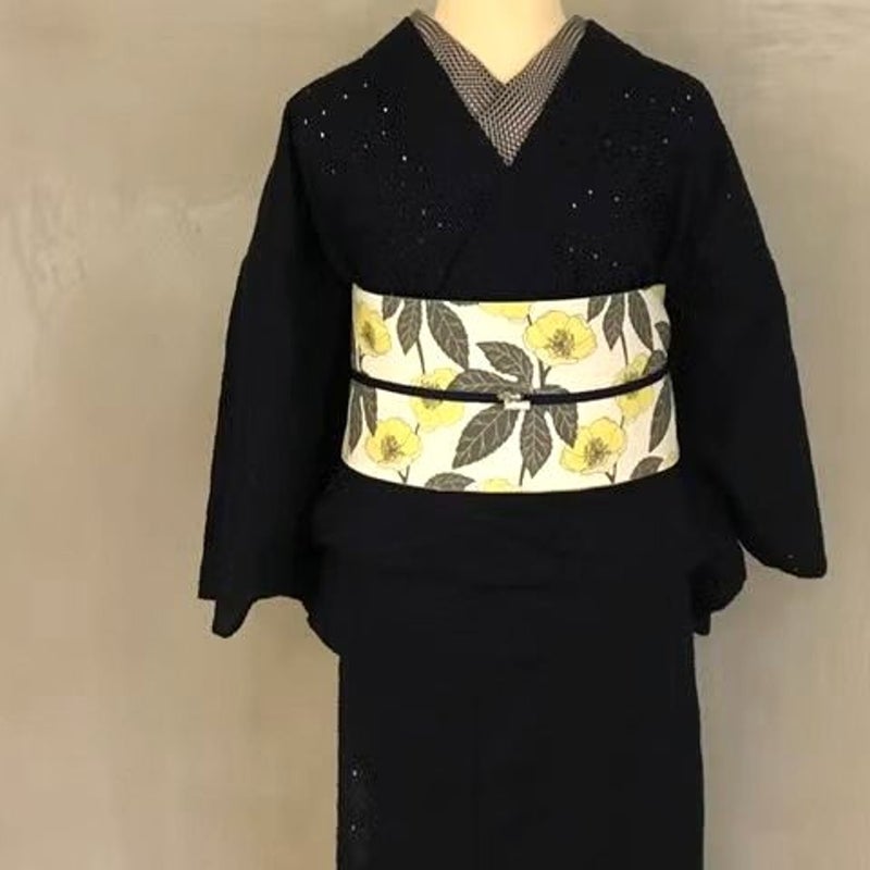＜リバーシブル半幅帯＞コクリコ（綿100%)