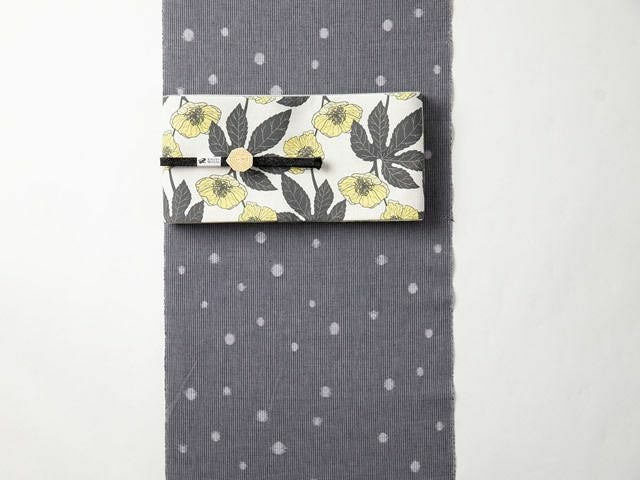 ＜リバーシブル半幅帯＞コクリコ（綿100%)