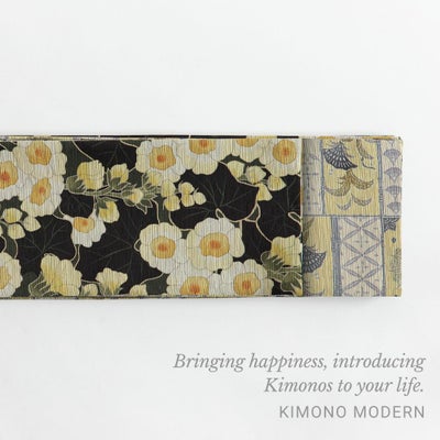 新品・未使用 召しませ華 召しませ花 半巾帯 半幅帯 タイムスリップ ブラック リバーシブル お仕立て上がり 着物 帯 カジュアル HOB-20