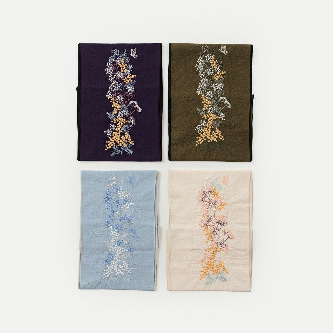 ペタコさんの刺繍半衿＞ミモザとカスミソウkatagawa（富士商会