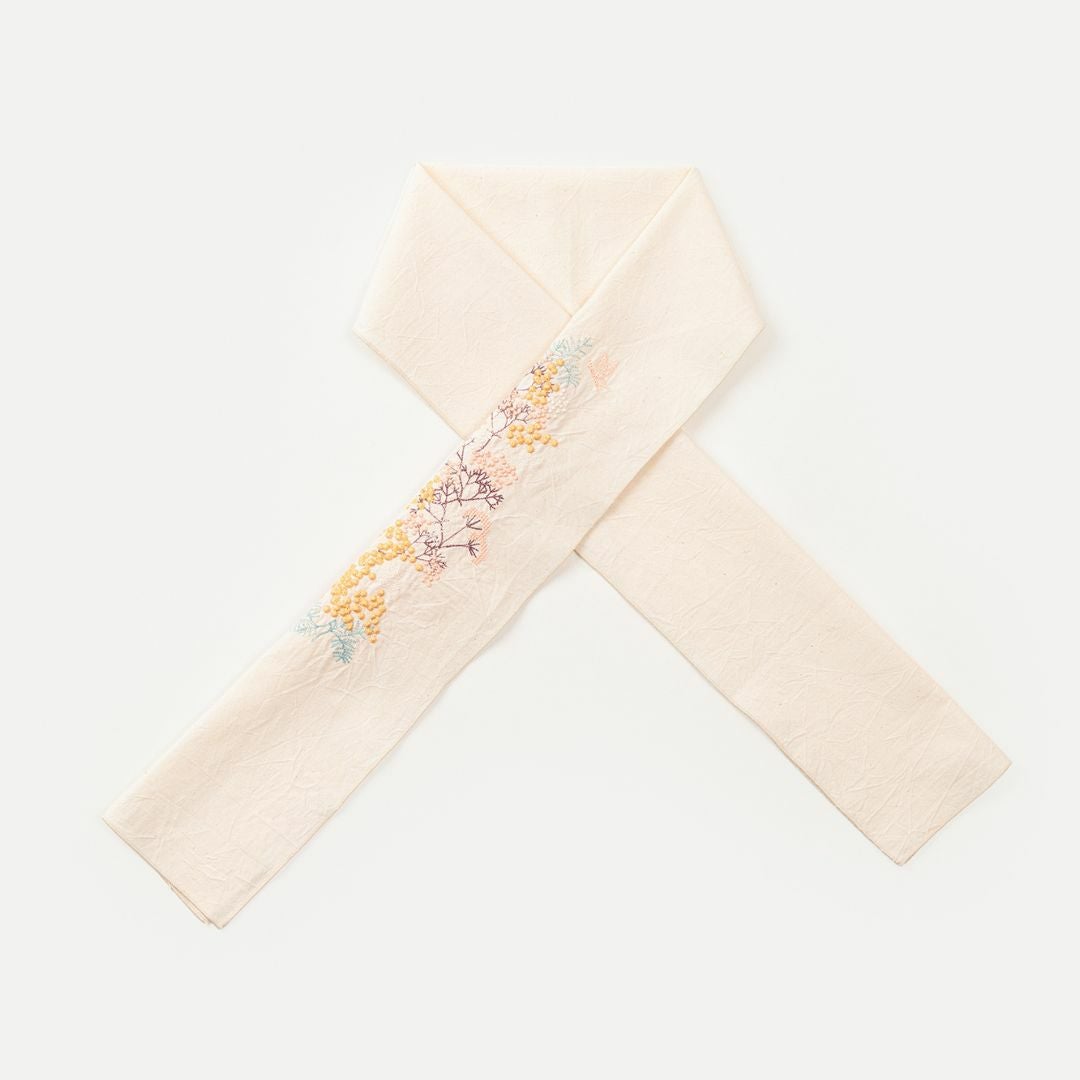 ペタコさんの刺繍半衿＞ミモザとカスミソウkatagawa（富士商会