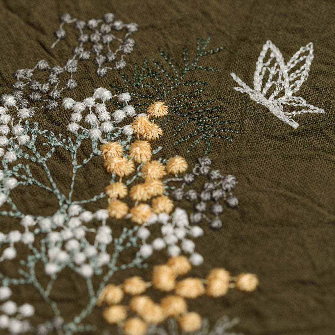 ペタコさんの刺繍半衿＞ミモザとカスミソウkatagawa（富士商会