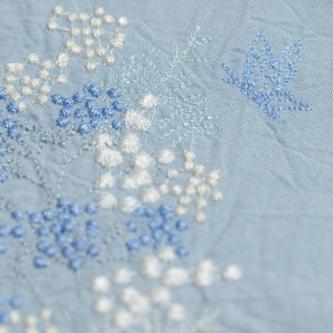 ペタコさんの刺繍半衿＞ミモザとカスミソウkatagawa（富士商会