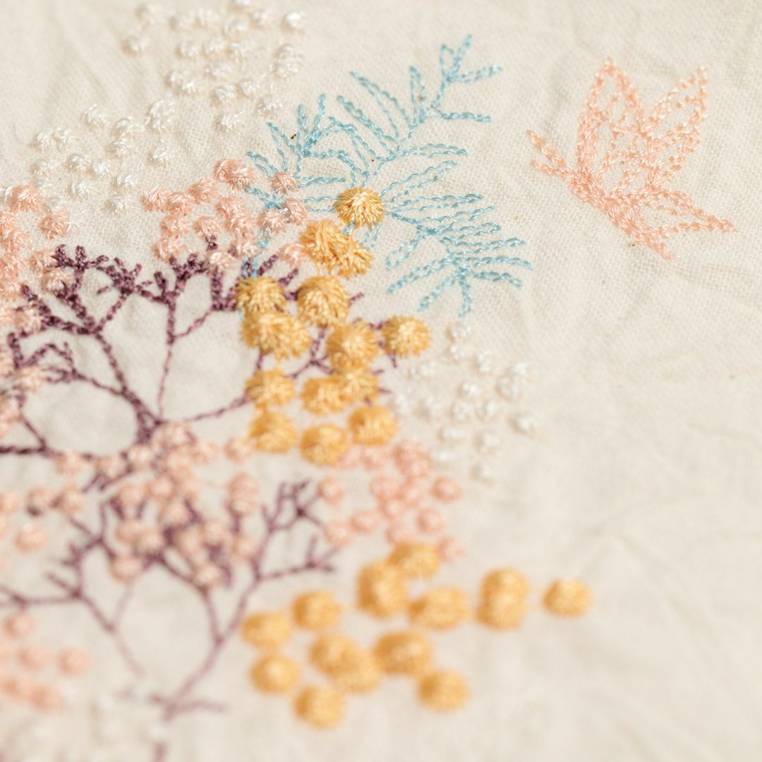 ペタコさんの刺繍半衿＞ミモザとカスミソウkatagawa（富士商会