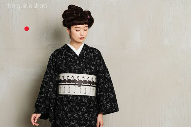 博多織＞正絹リバーシブル半幅帯-フラミンゴ☆パラダイス（R・正絹100