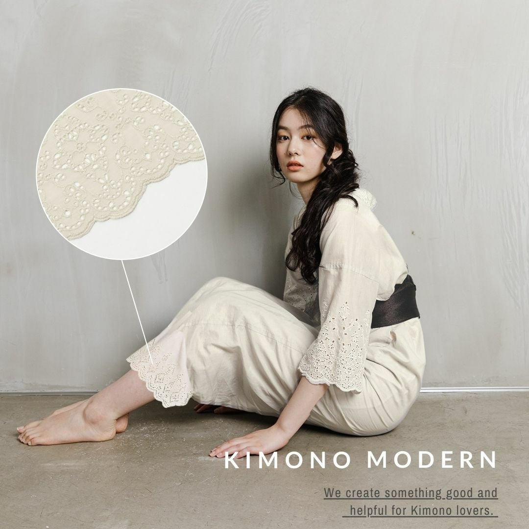 ワンピ襦袢＞普段着キモノにこれ一枚！Marrakech-MOCHA CREAM（M/L