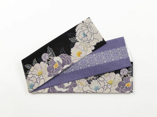 召しませ花＞リバーシブル半幅帯-芍薬－black | 着物や浴衣なら和