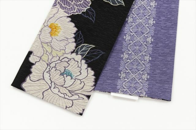 召しませ花＞リバーシブル半幅帯-芍薬－black | 着物や浴衣なら和