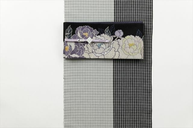 召しませ花＞リバーシブル半幅帯-芍薬－black | 着物や浴衣なら和