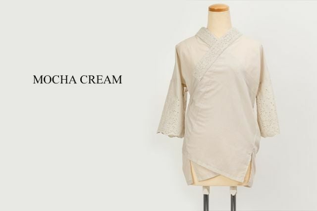 半襦袢＞スカラップレース-Marrakech‐MOCHA CREAM（綿100%） | 着物や