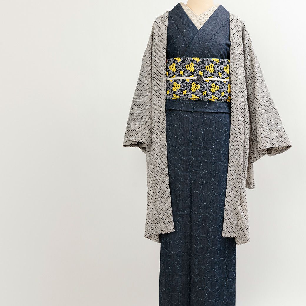 デニム着物＞シャボン玉デニム着物 - 群青 | 着物や浴衣なら和モダン