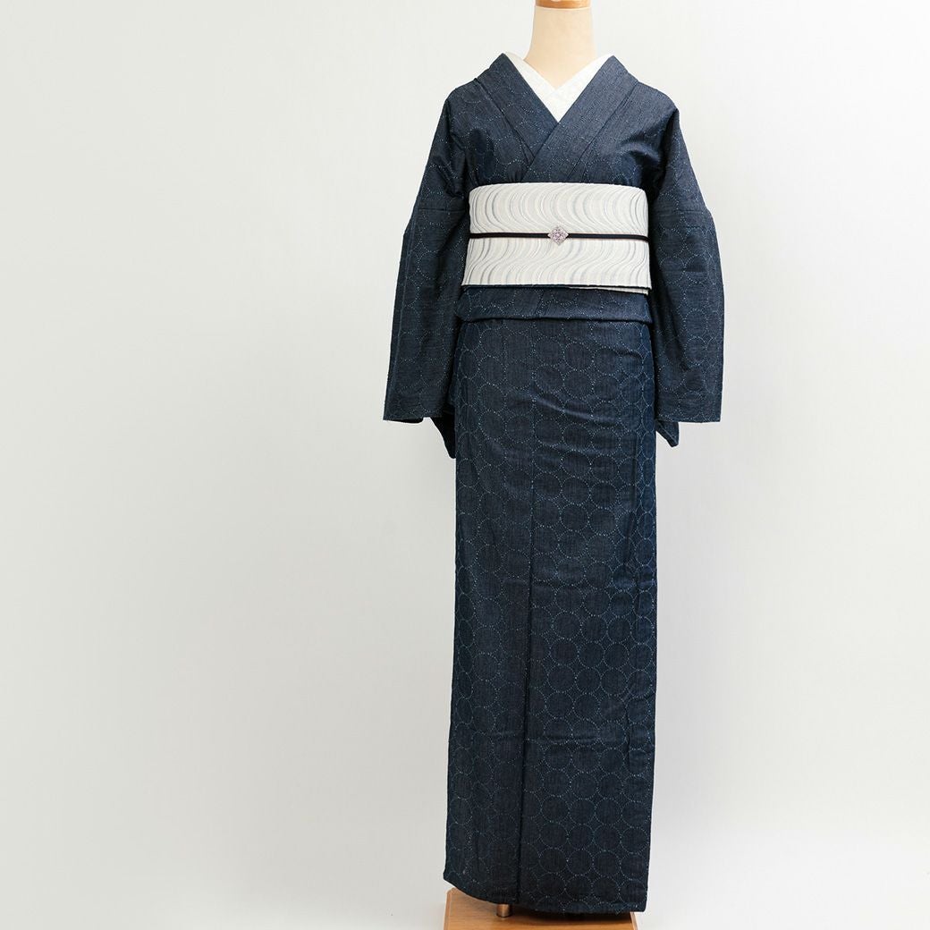 デニム着物＞シャボン玉デニム着物 - 群青 | 着物や浴衣なら和モダン
