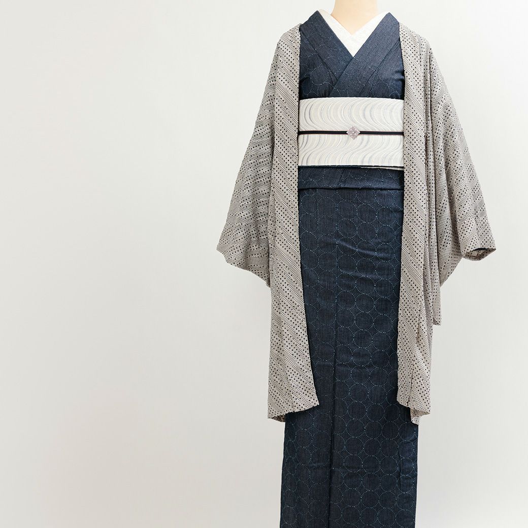 デニム着物＞シャボン玉デニム着物 - 群青 | 着物や浴衣なら和モダン