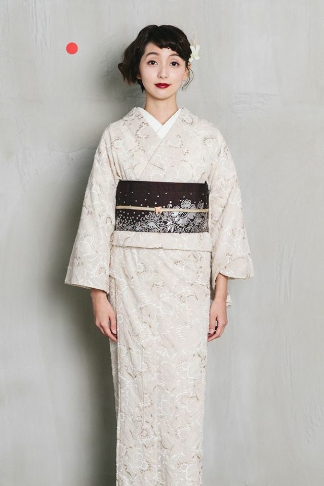 レース刺繍着物＞はんなり&ウツクシ、レース刺繍着物－葡萄－CREAM