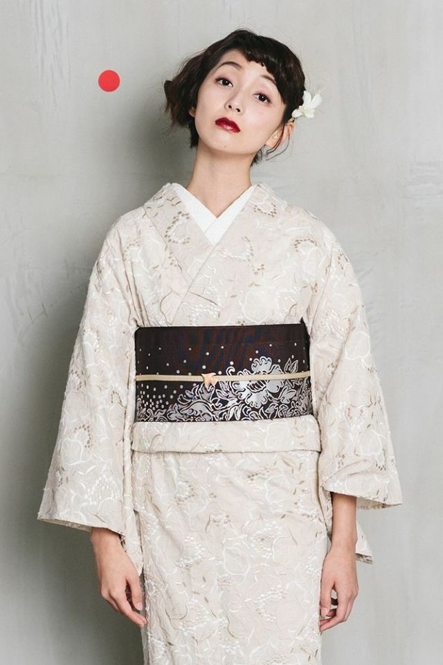 レース刺繍着物＞はんなり&ウツクシ、レース刺繍着物－葡萄－CREAM