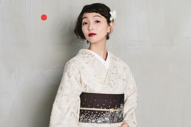 レース刺繍着物＞はんなり&ウツクシ、レース刺繍着物－葡萄－CREAM