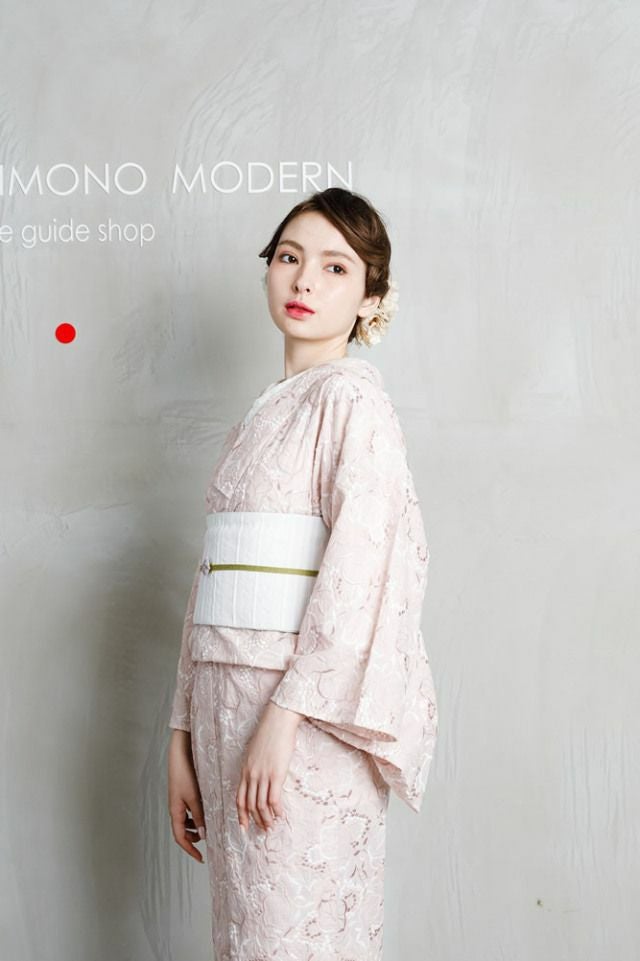キモノモダン＜レース刺繍着物＞はんなり&ウツクシ、レース刺繍着物－葡萄－桃花 レース刺繍着物＞はんなり&ウツクシ、レース刺繍着物－葡萄－桃花