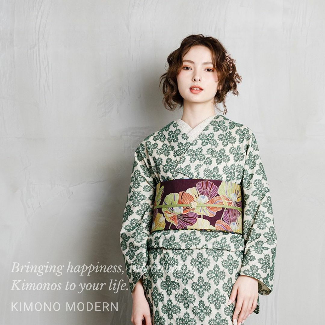 レース刺繍着物＞MOROCCO-MOSS green | 着物や浴衣なら和モダン着物
