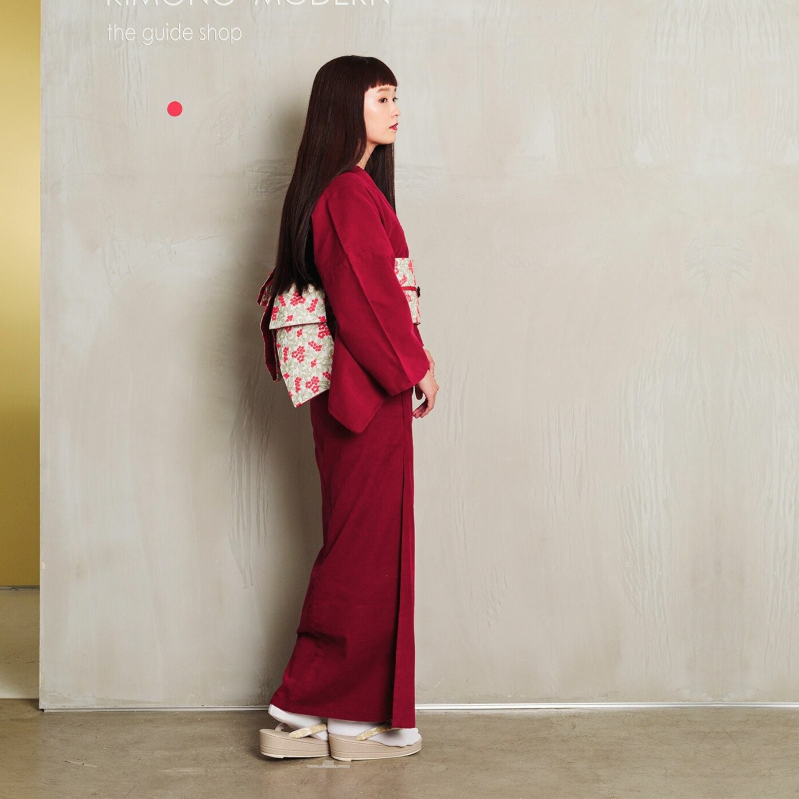 着物＞ドラマチックなコーデュロイ着物（ボルドーRED・綿100