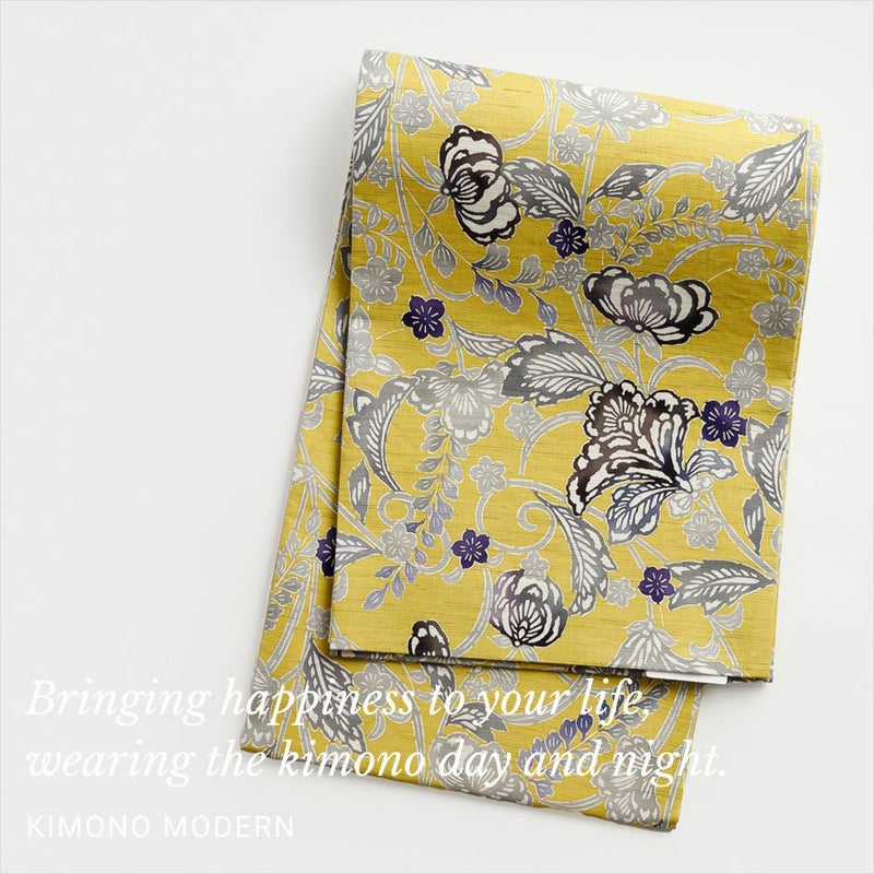 ＜召ませ花＞名古屋帯　花そよぎ-kuchinashi