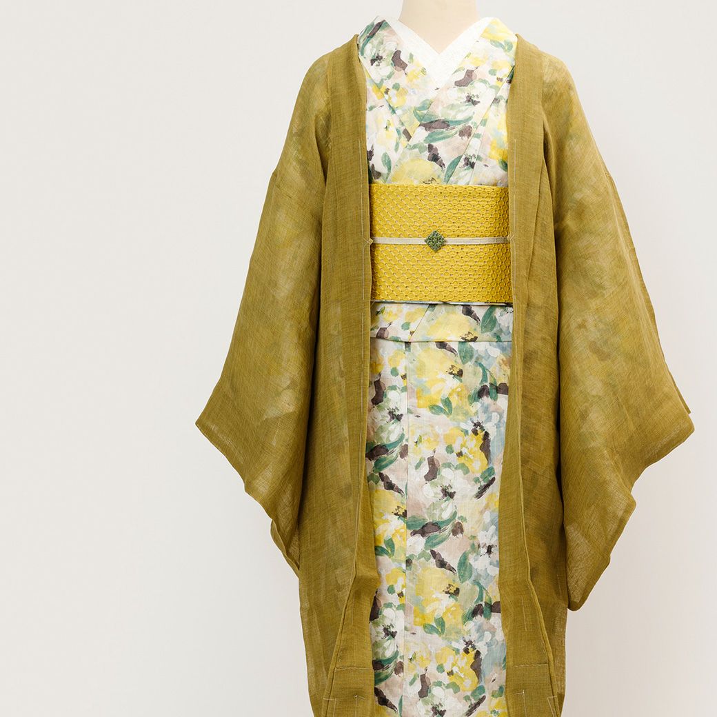 ＜リバーシブル半幅帯＞LEGOなリネンのBOTANICAL （2色）　SUN