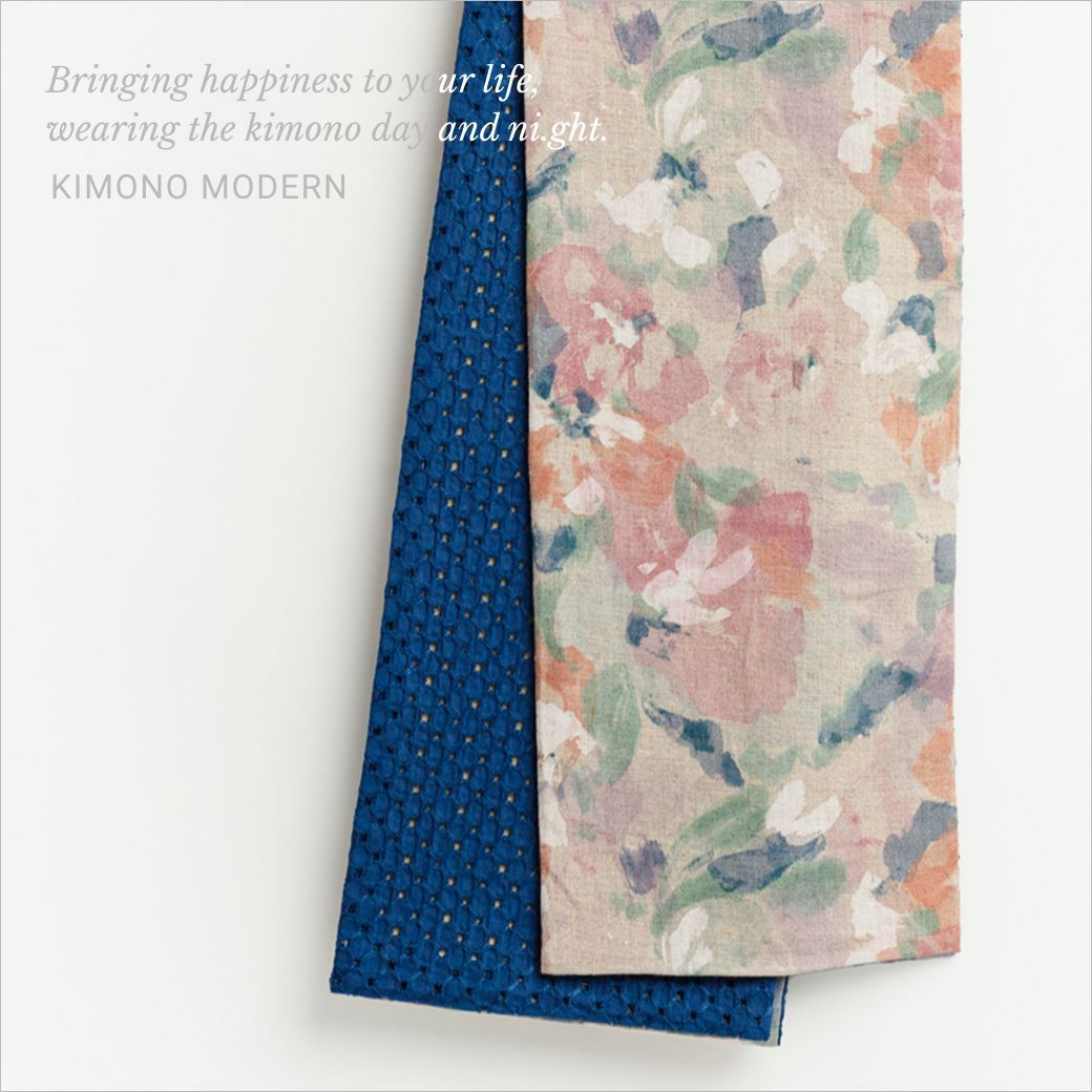 リバーシブル半幅帯＞LEGOなリネンのBOTANICAL （2色）COTTON CANDY