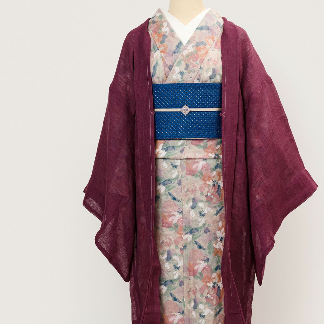 リバーシブル半幅帯＞LEGOなリネンのBOTANICAL （2色）COTTON CANDY