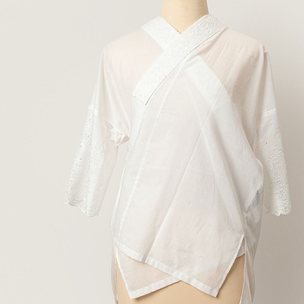 新色！スカラップレースの半襦袢-Marrakech PEARL White （綿100