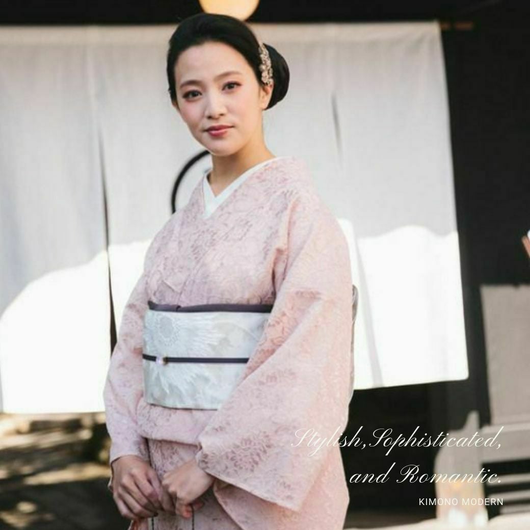 KIMONO MODERN 着物&帯セット【新品未使用】 すぐにお届け＞おめかし綺麗め着物コーデ2点セットーDRESSY桃花x博多織