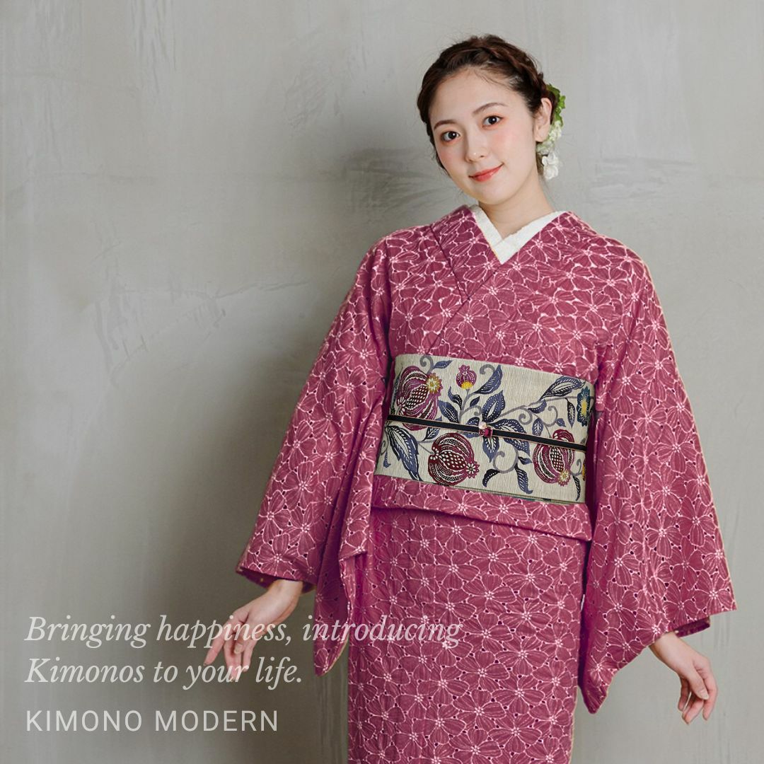 キモノモダン　レース刺繍着物　ハナミズキ　恋桜　大人ピンク レース刺繍着物＞ハナミズキ‐Raspberry | 着物や浴衣なら和モダン着物