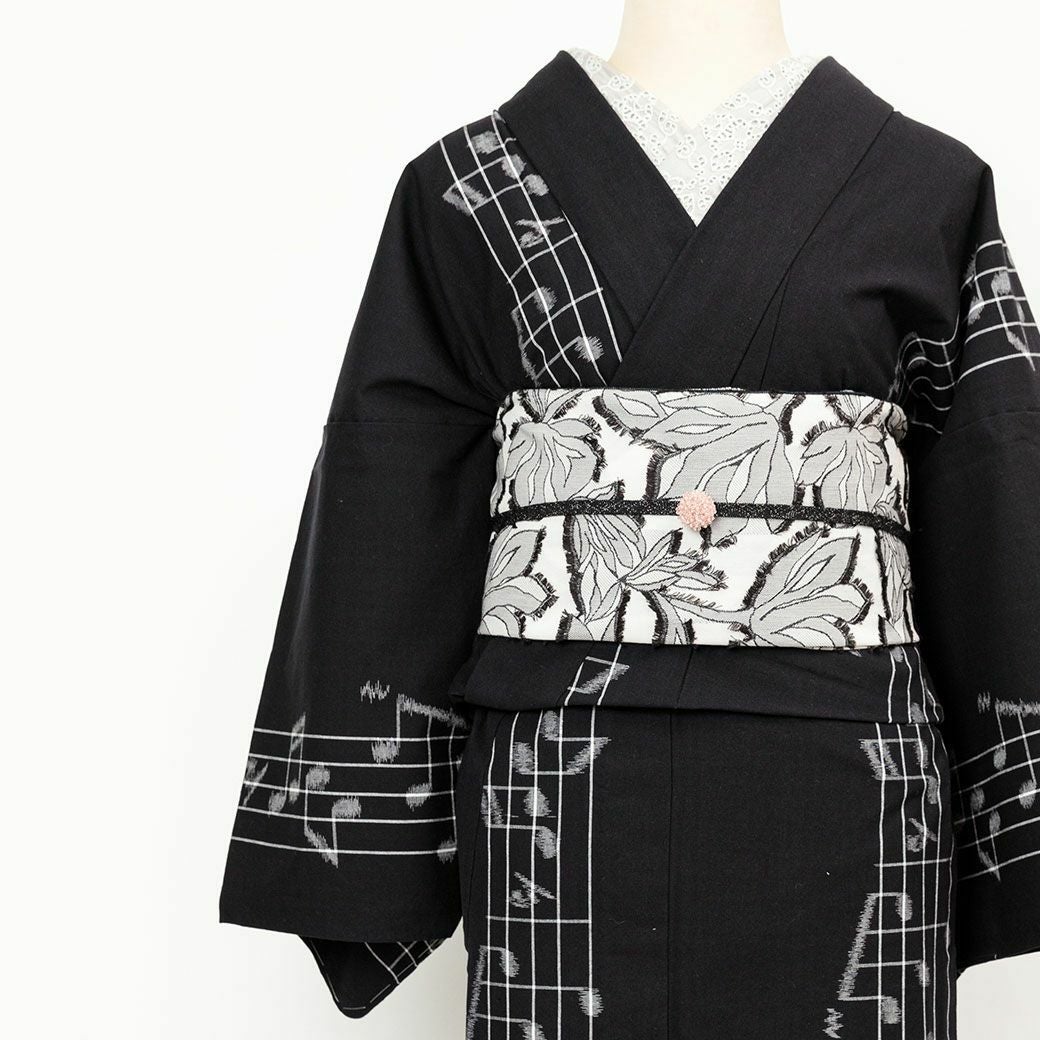 【大人兵児帯】 リバーシブル/ジャガード＋カレンブロッソ3431 兵児帯 レース柄 ジャガード 花 リバーシブル 着物 浴衣 シック