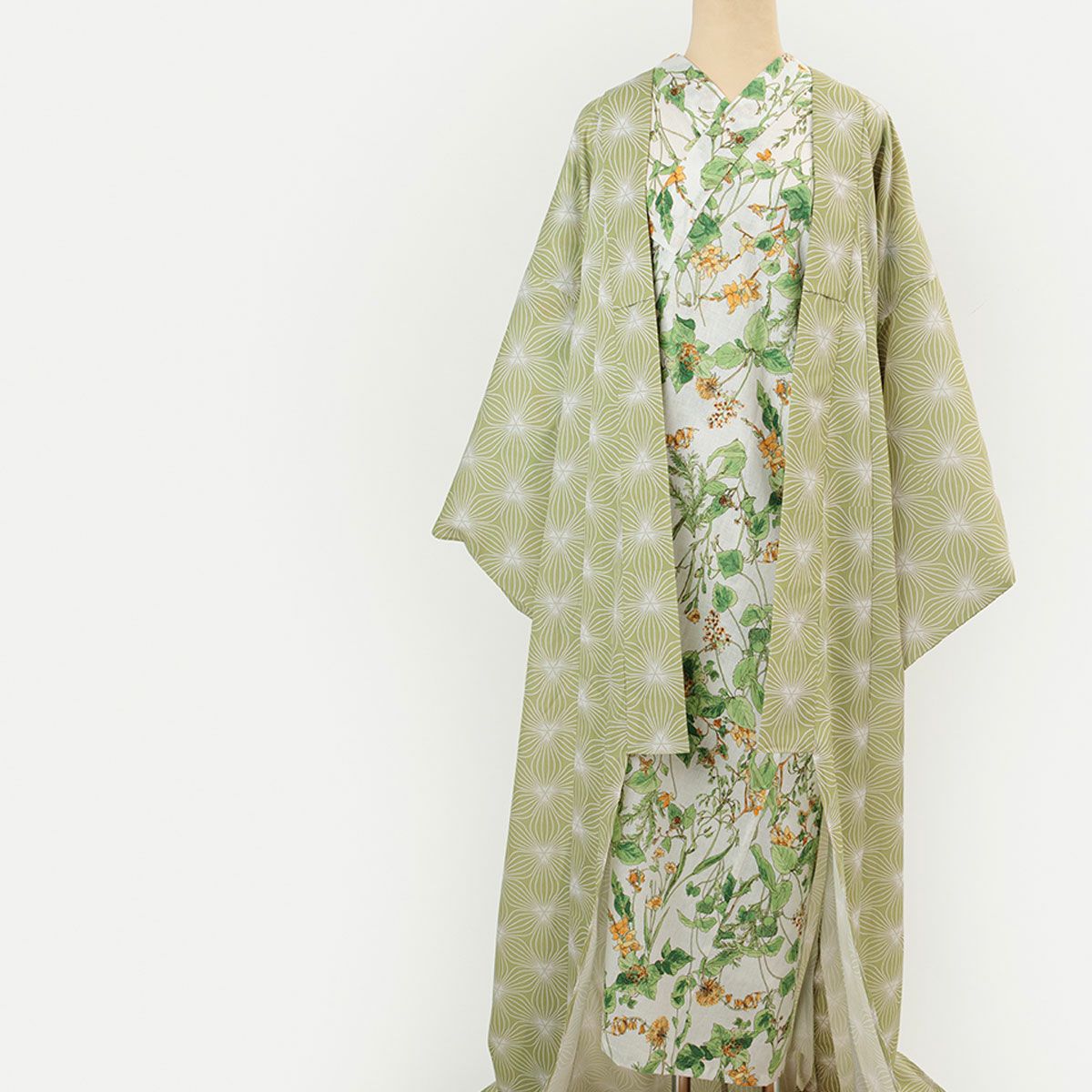 ワンピ襦袢＞筒袖襦袢でキモノ下着はこれ1枚！ハナウタBouquet-綿雲(M