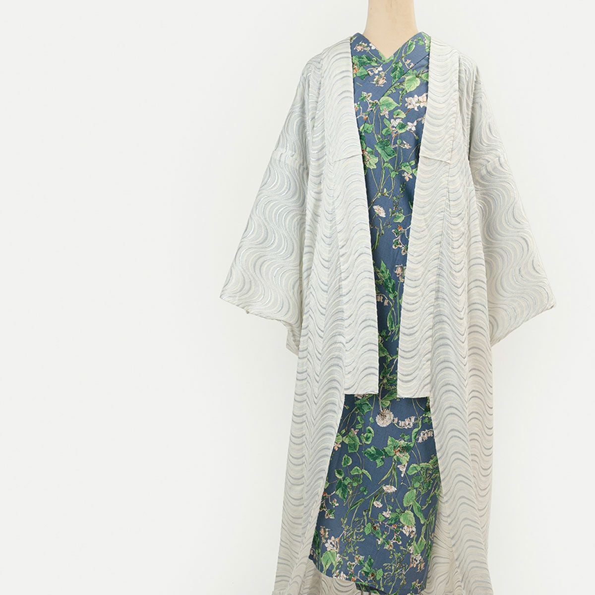 ワンピ襦袢＞筒袖襦袢でキモノ下着はこれ1枚！ハナウタBouquet-深藍(M