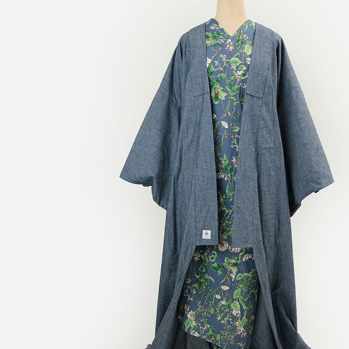 ワンピ襦袢＞筒袖襦袢でキモノ下着はこれ1枚！ハナウタBouquet-深藍(M