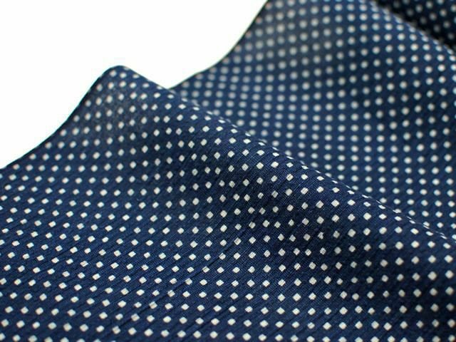 阿波しじら＞盛夏も着用OK!涼しい、夏キモノ-水玉ワルツ（綿100%・別送