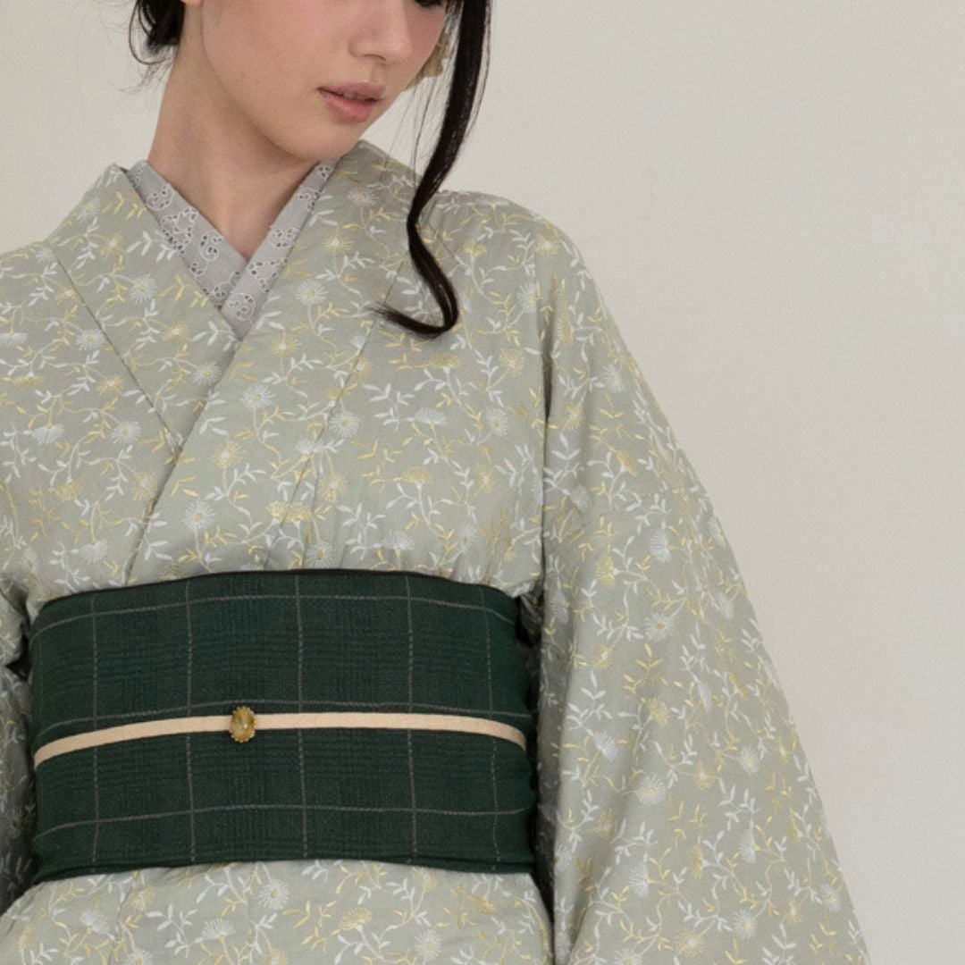 未使用　キモノモダン　大人の兵児帯　リバーシブル・ブリティッシュトラッドMOSS 大人の兵児帯＞リバーシブル ・ブリティッシュトラッド MOSS | 着物や