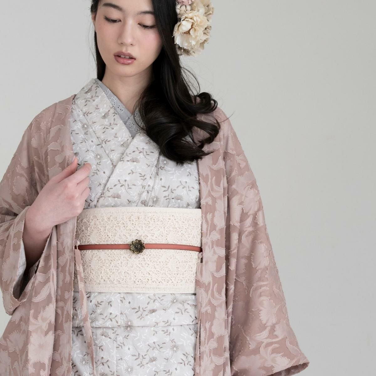 着物 小紋 オーガンジー レース 夏物 刺繍 S A834-4 着物 小紋 オーガンジー レース 夏物 刺繍 S A834-4