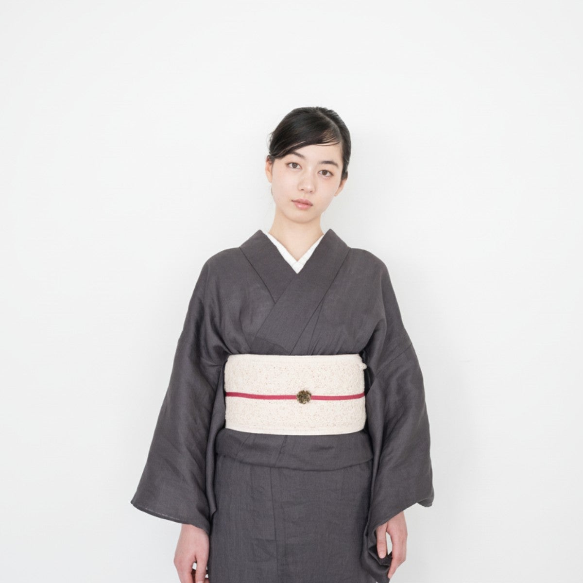 フレンチリネン着物-利休茶（麻100%｜別送品） | 着物や浴衣なら和