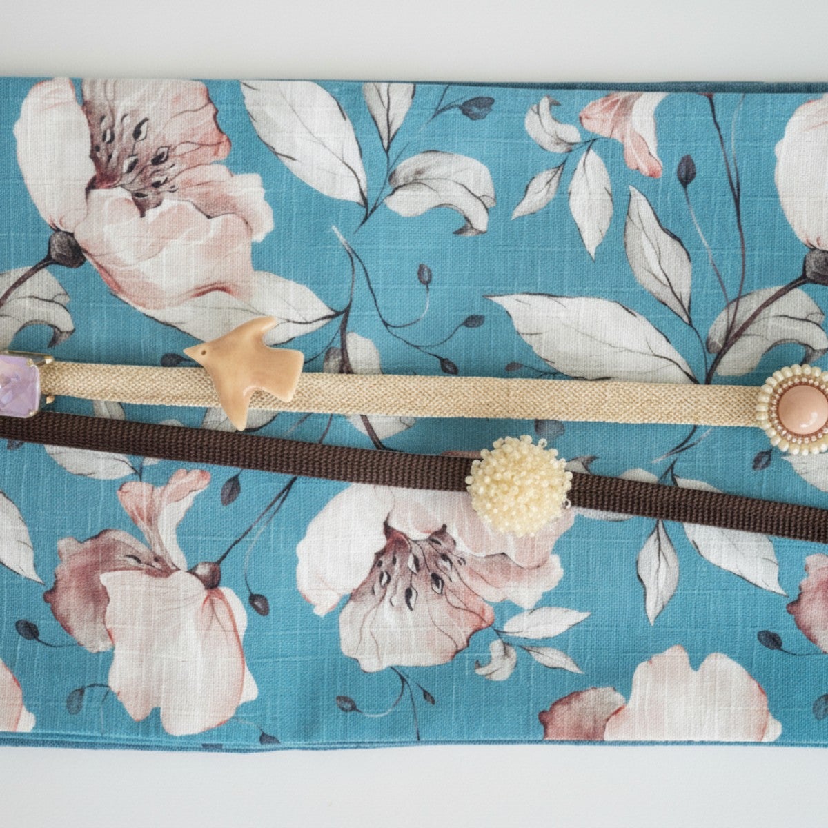 リバーシブル半幅帯 -コートダジュールの午後（綿100%・16cm×390cm
