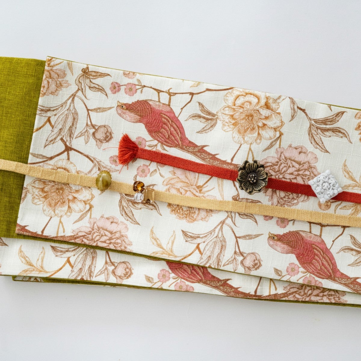 リバーシブル半幅帯 - シノワズリGARDEN（綿100%・16cm×390cm） | 着物